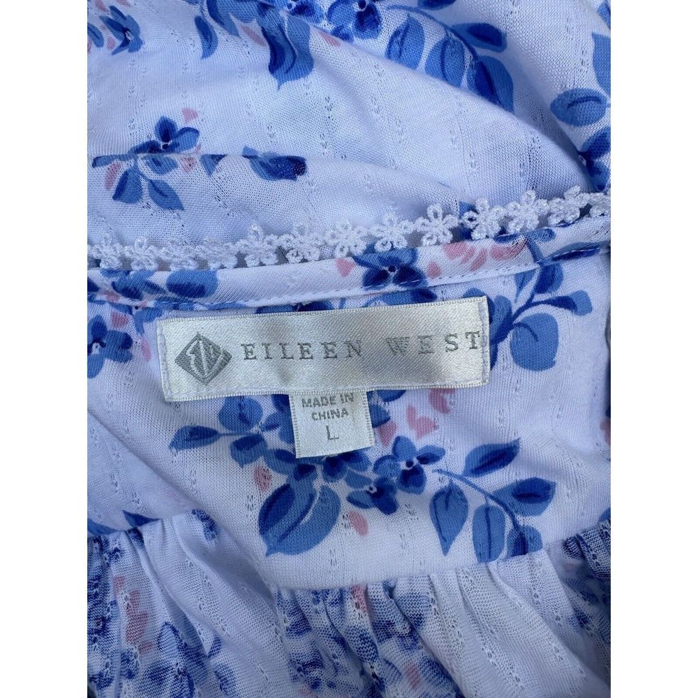 Eileen West Large Blue Floral KNIT Sleeveless Nightgown MAXI Modal NWOT - Picture 8 of 10